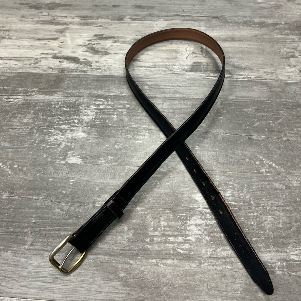 VTG 1940’s Paris Black Cowhide Leather Belt 36
